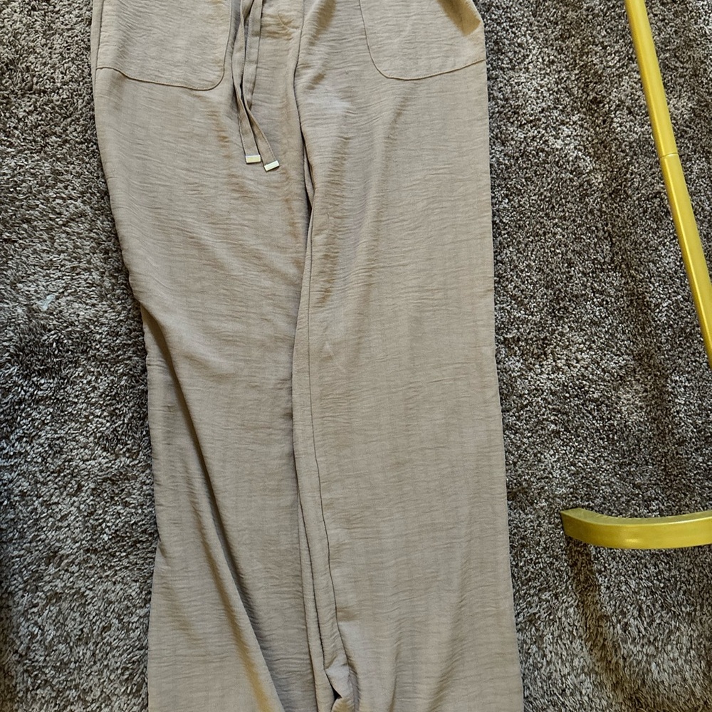 Beige Drawstring Pants